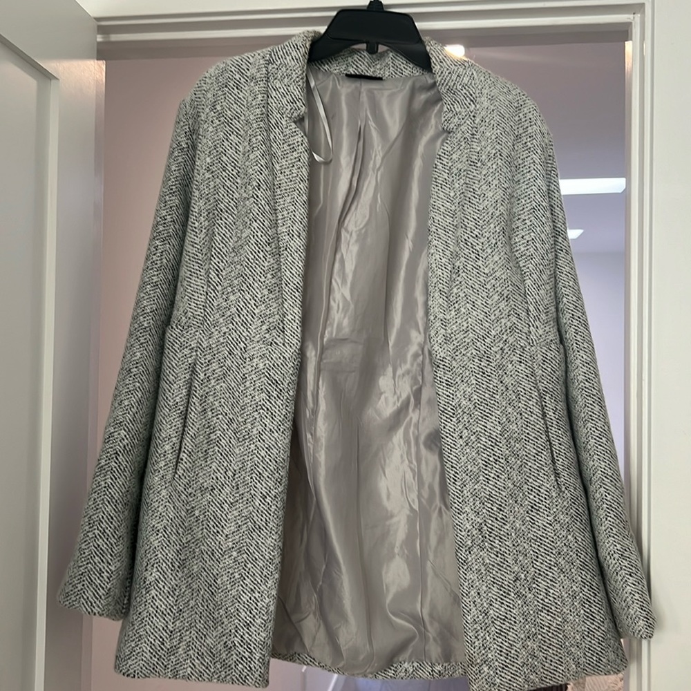 Vici Grey Herringbone Blazer Coat Size L – Open Front Jacket